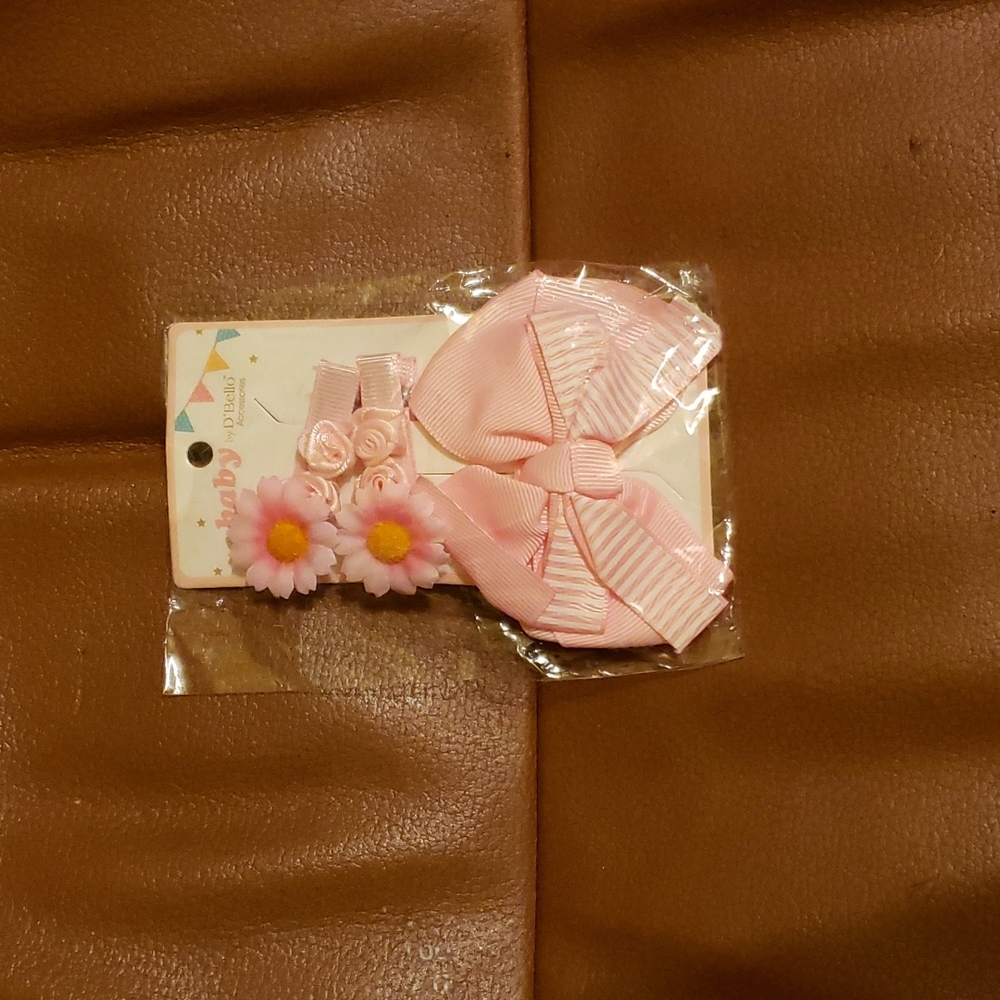 Baby Pink and White Bow set NWT